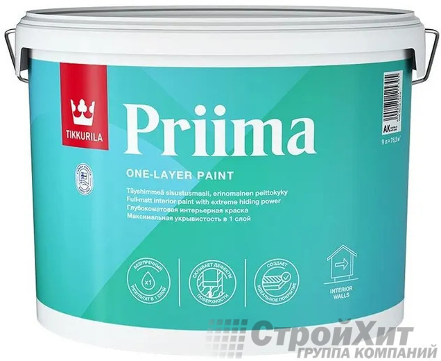 Tikkurila Tikkivala Priima глубокоматовая интерьерная краска