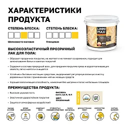 LINNIMAX (ALPINA) аква лак акриловый для паркета и полов для вн раб глянцевый, прозрачный